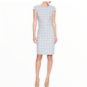 Banana Republic Blue and White Tweed Cap Sheath Dress